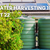 Rainwater collection tanks beside a home with the text “Rainwater Harvesting 101, August 22.”
