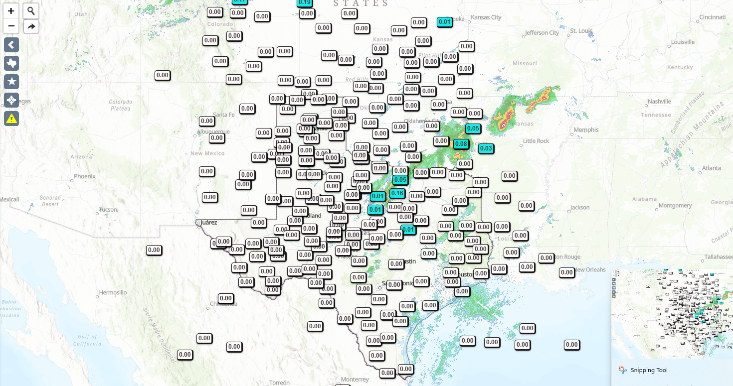 Map showing Texmesonet locations