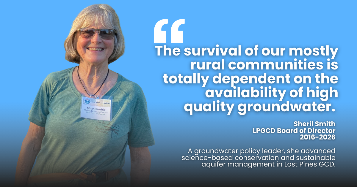 Photo of Sheril Smith with quote about rural communities depending on high quality groundwater