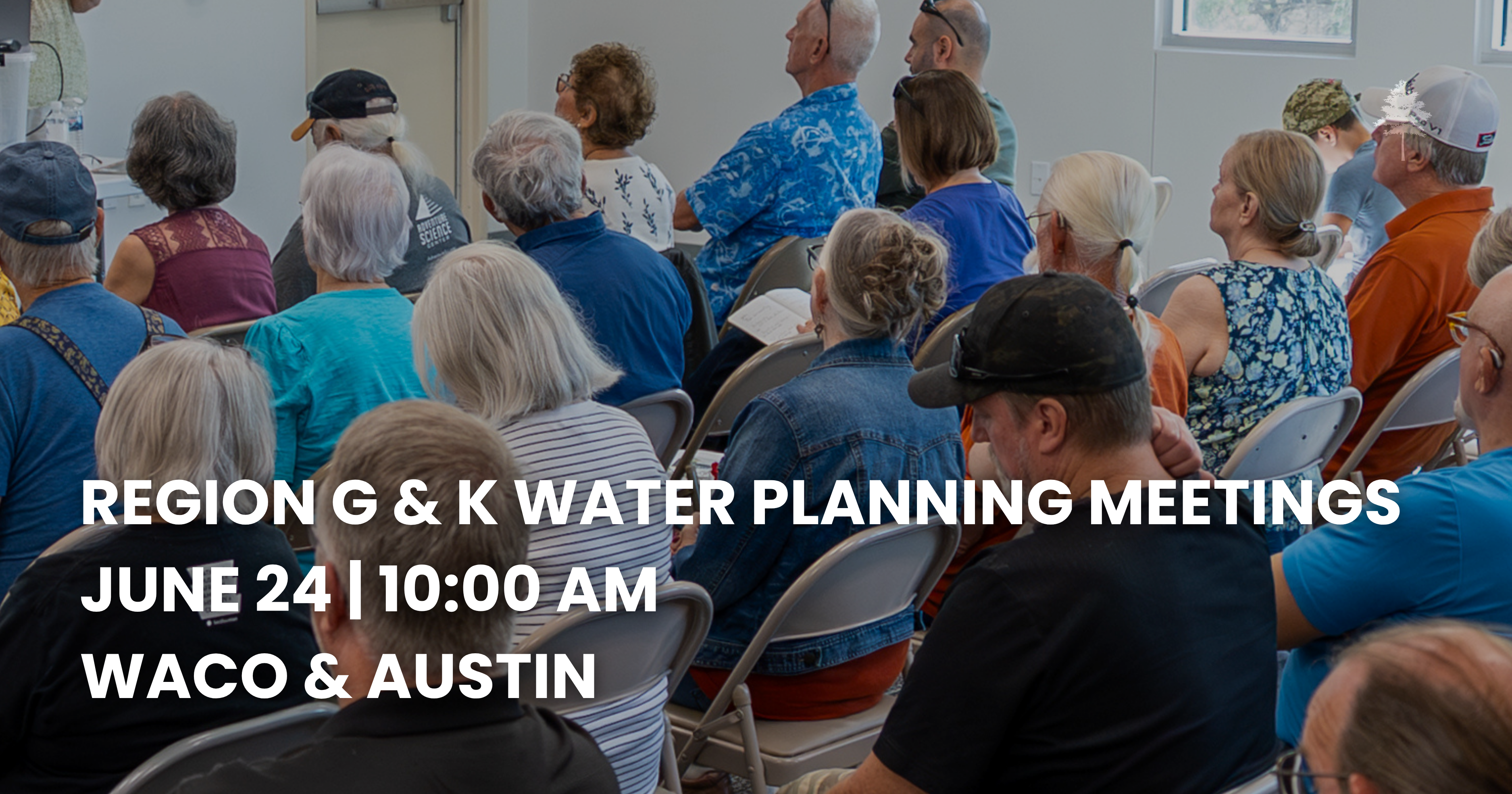 People attending a Region G and K water planning meeting with event date, time, and location text.